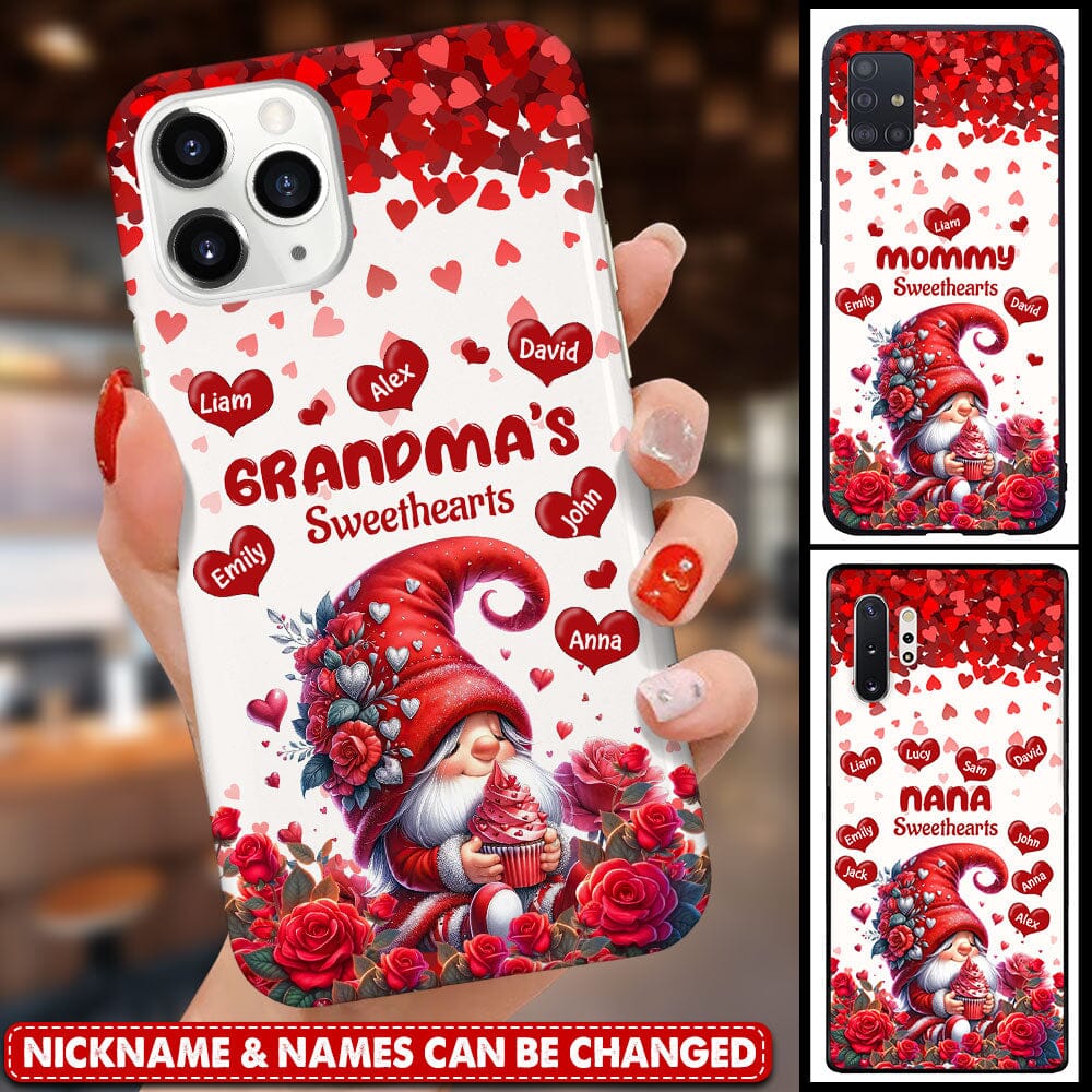 Red Gnome Grandma Mom's Sweethearts Kids Personalized Phone Case LPL22DEC23TP2 Silicone Phone Case HumanCustom - Unique Personalized Gifts Made Just for You Iphone iPhone 15 