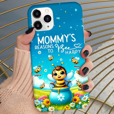Cute Grandma Mom's Reasons To Bee Happy Personalized Phone Case LPL22MAY24KL1