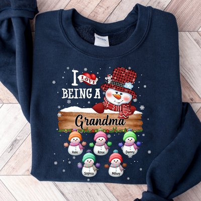 Cute Grandma Mom Kid, I Love Being A Nana Christmas Gift For Mommy Nanny Personalized Sweatshirt LPL22NOV23KL2