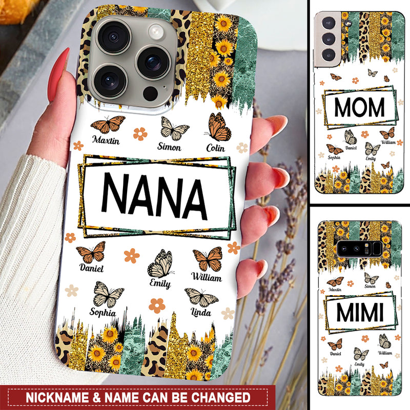 Discover Retro Vintage Nana Mom Auntie Butterfly Kids Personalized Phone Case