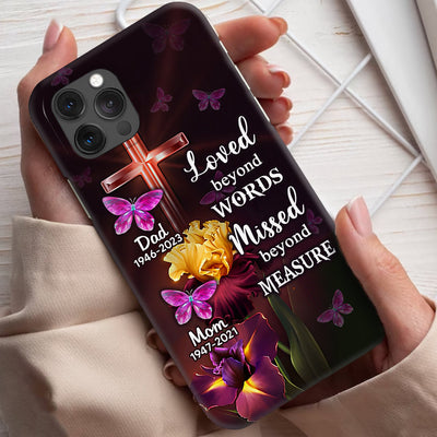 Personalized Memorial Flower Butterfly Cross, God Has You In His Arms I Have You In My Heart Phone Case LPL23APR24VA1