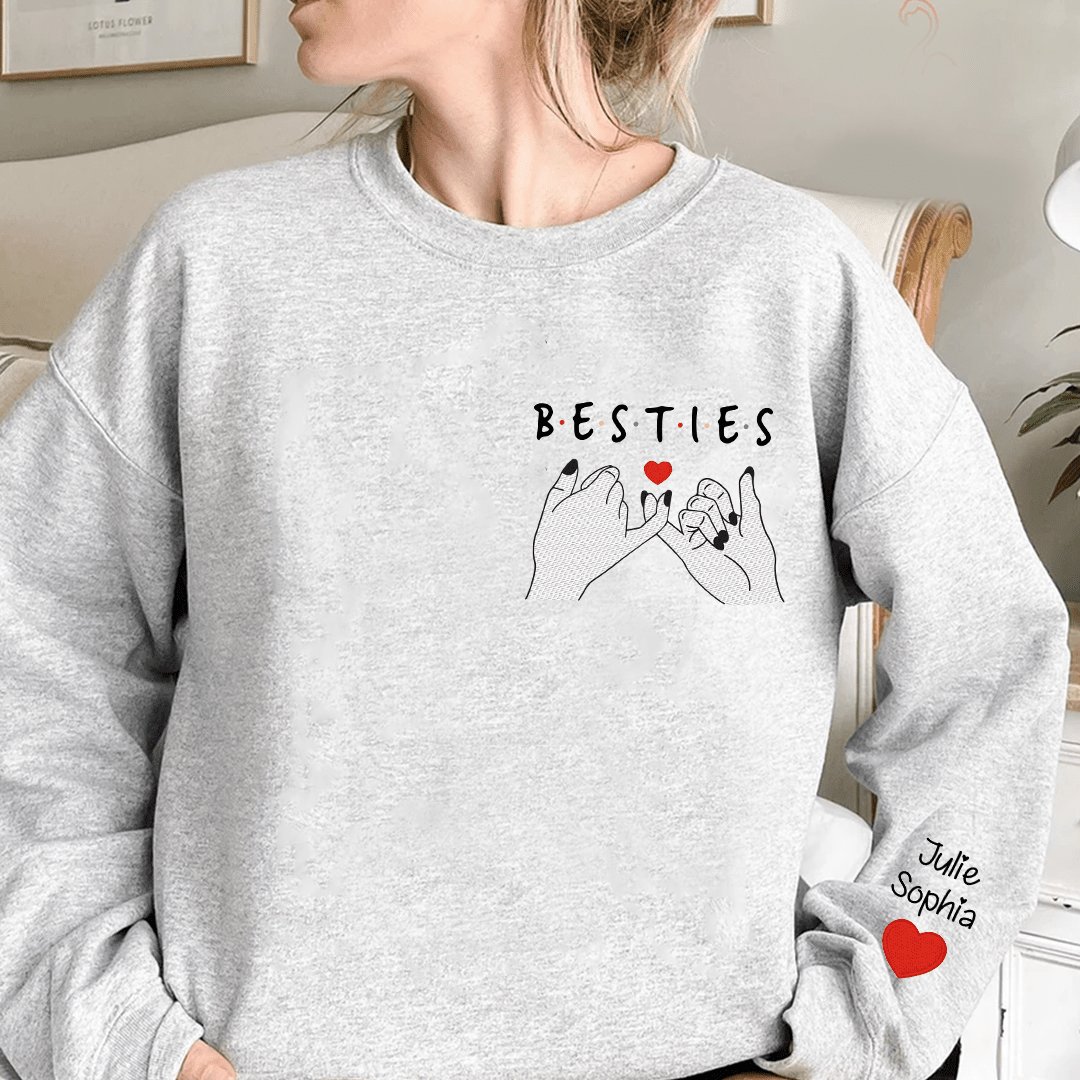 Embroidered Besties Sisters Pinky Promise Personalized Sweatshirt LPL23NOV23KL3 Embroidered Sweatshirt HumanCustom - Unique Personalized Gifts Made Just for You 