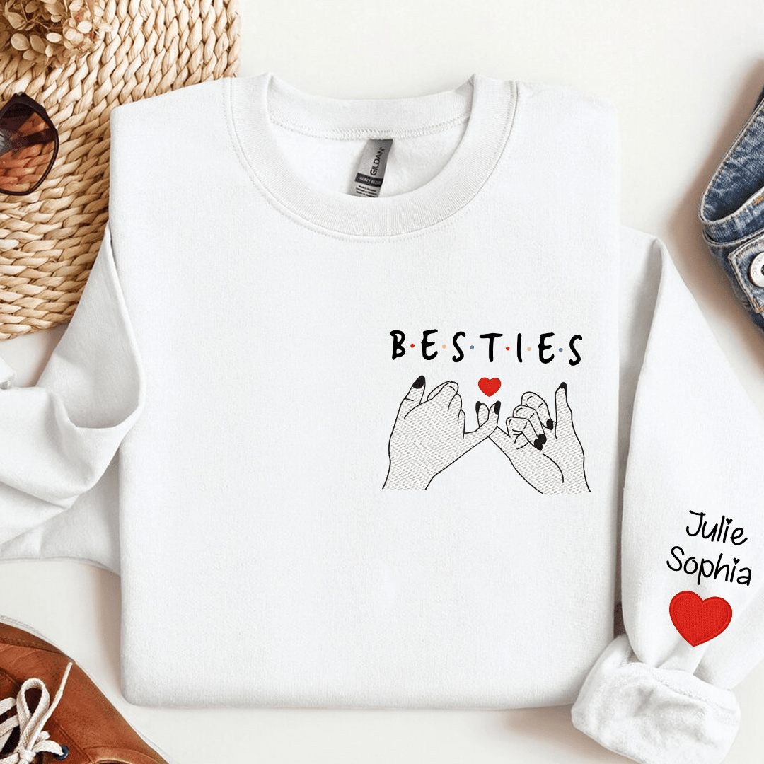 Embroidered Besties Sisters Pinky Promise Personalized Sweatshirt LPL23NOV23KL3 Embroidered Sweatshirt HumanCustom - Unique Personalized Gifts Made Just for You 