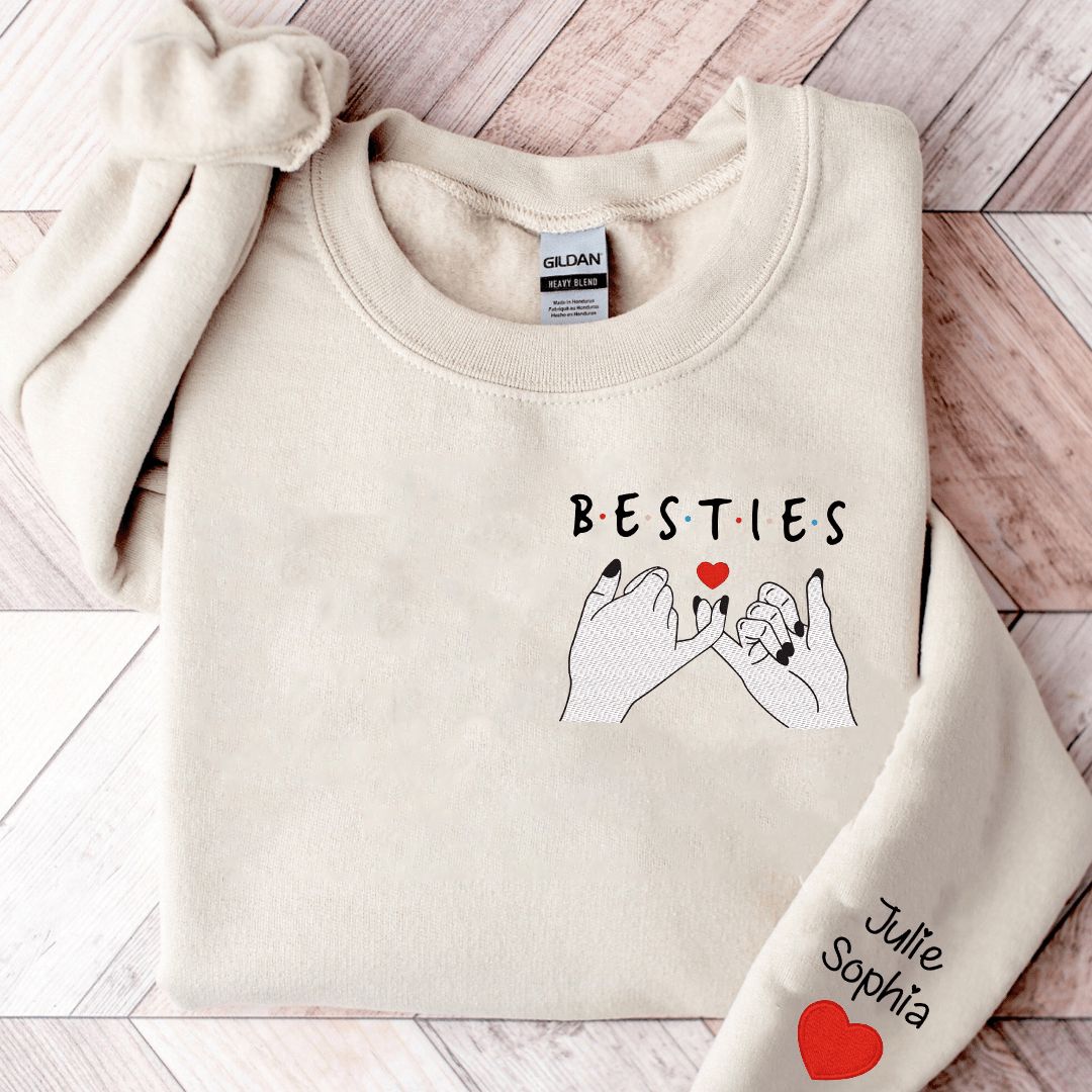 Embroidered Besties Sisters Pinky Promise Personalized Sweatshirt LPL23NOV23KL3 Embroidered Sweatshirt HumanCustom - Unique Personalized Gifts Made Just for You 