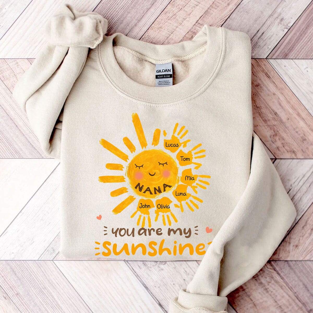 Lovely Grandma Auntie Mom Sun With Handprint Kids, You Are My Sunshine Personalized Sweatshirt LPL23NOV23VA1 2d sweatshirt HumanCustom - Unique Personalized Gifts Made Just for You 