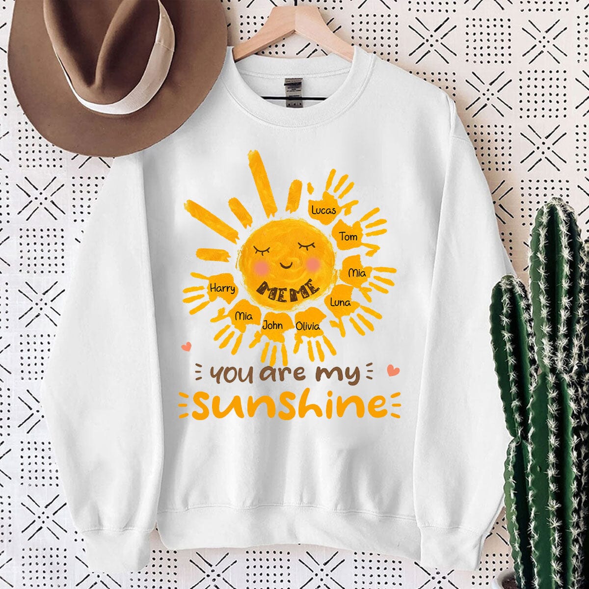 Lovely Grandma Auntie Mom Sun With Handprint Kids, You Are My Sunshine Personalized Sweatshirt LPL23NOV23VA1 2d sweatshirt HumanCustom - Unique Personalized Gifts Made Just for You 