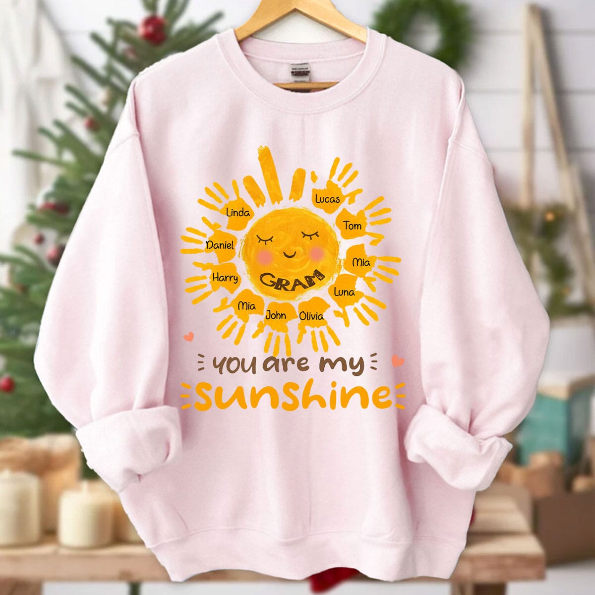 Lovely Grandma Auntie Mom Sun With Handprint Kids, You Are My Sunshine Personalized Sweatshirt LPL23NOV23VA1 2d sweatshirt HumanCustom - Unique Personalized Gifts Made Just for You 