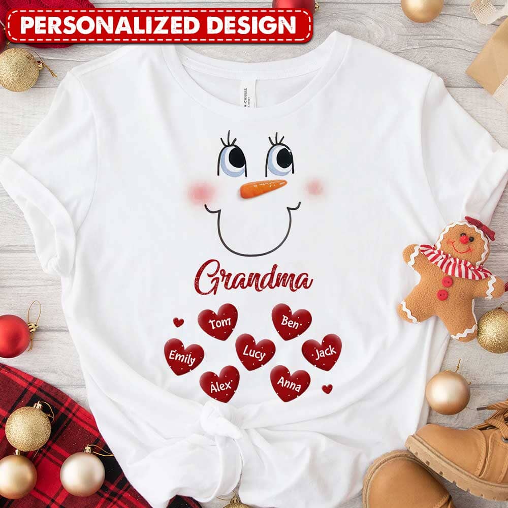 Cute Snowmy Grandma Mom Little Heart Kids Personalized Christmas Sweatshirt LPL23OCT23TP3 White Sweatshirt HumanCustom - Unique Personalized Gifts Made Just for You 