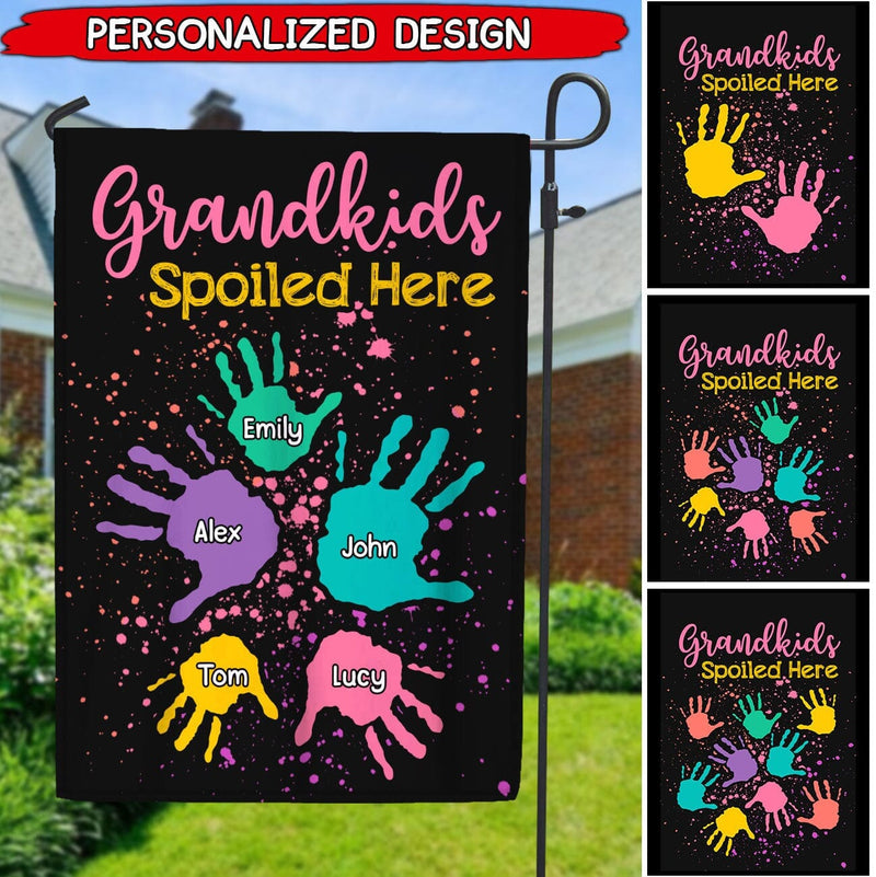Discover Grandkids Spoiled Here- Gift For Grandma Mom Auntie Personalized Garden & House Flag