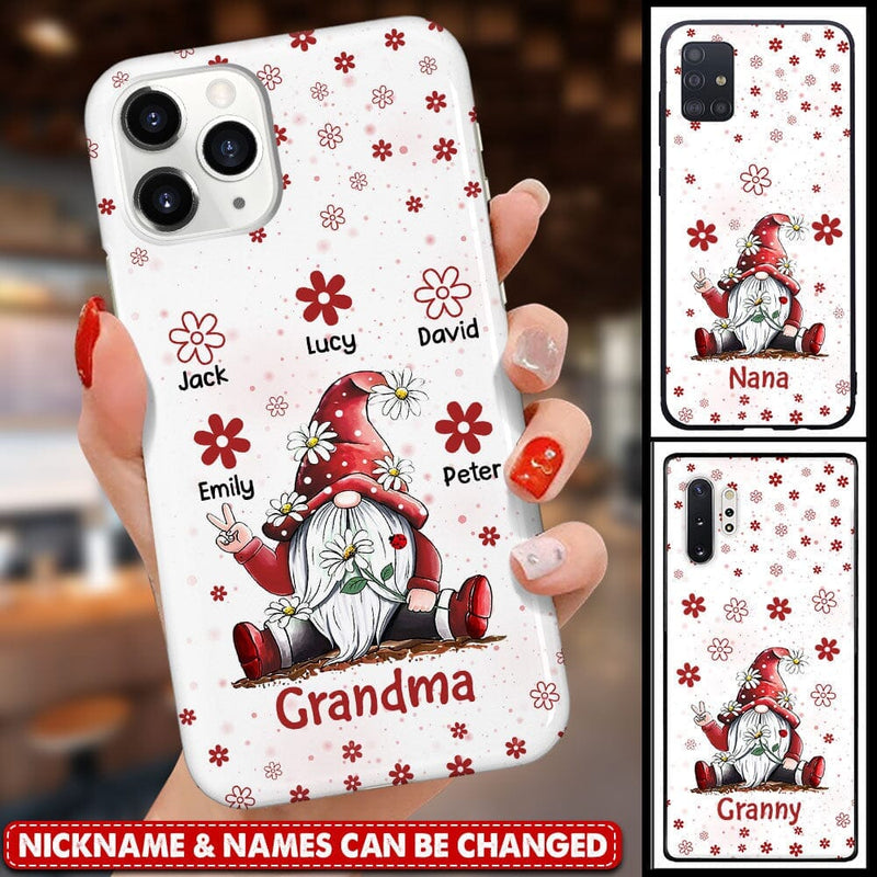 Discover Red Gnome Grandma Auntie Mom Flower Kids Personalized Phone Case