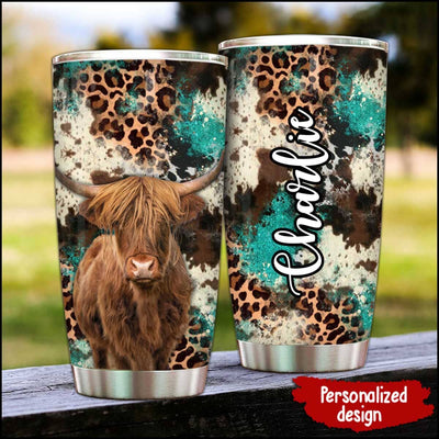 Tri- Color Cowhide Tumbler / Cow Tumbler / Cowhide Glitter Cup