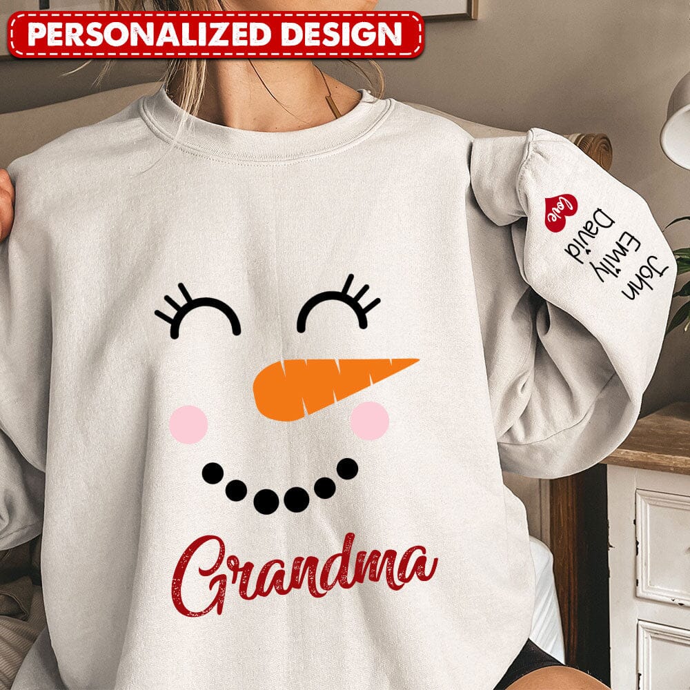 Cute Snowmy Grandma Mom Little Heart Kids Personalized Christmas Sweatshirt LPL25SEP23TP2 White T-shirt and Hoodie HumanCustom - Unique Personalized Gifts Made Just for You Sweatshirt White S