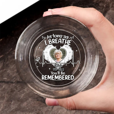 Memorial Upload Photo Heaven, I Love You With Every Heartbeat Personalized Engraved Whiskey Glass LPL26APR24VA1