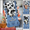 Love Cow Breeds Custom Name Denim Pattern Phone Case LPL26DEC22NY1 Silicone Phone Case Humancustom - Unique Personalized Gifts Iphone iPhone 14