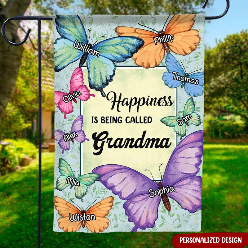 Discover Lovely Grandma Mom Butterfly Kids, Happiness Is Being Called Nana Personalized Flag