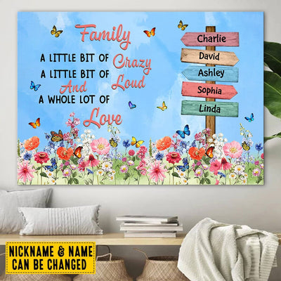 Family A Little Bit Of Crazy Loud And A Whole Lot Of Love Personalized Canvas LPL04MAY23KL1 Canvas Humancustom - Unique Personalized Gifts 24x16in - Best Seller