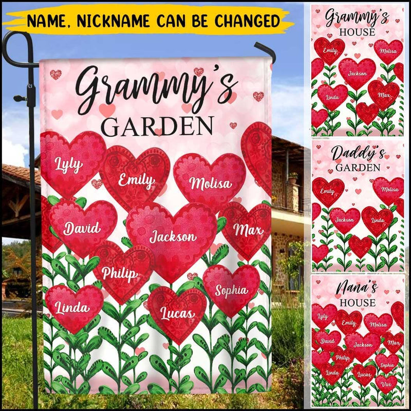 Discover Auntie Mom Grandma's Garden Loads Of Sweet Heart Kids Personalized Flag