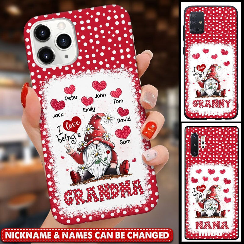 Discover Red Polka Dot Gnome Grandma Auntie Mom Sweet Heart Kids Personalozed Phone Case