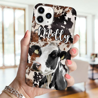 Retro Country Farm Love Cows Cattle Black And Brown Cowhide Pattern Personalized Phone Case LPL28MAR23TP6 Silicone Phone Case Humancustom - Unique Personalized Gifts