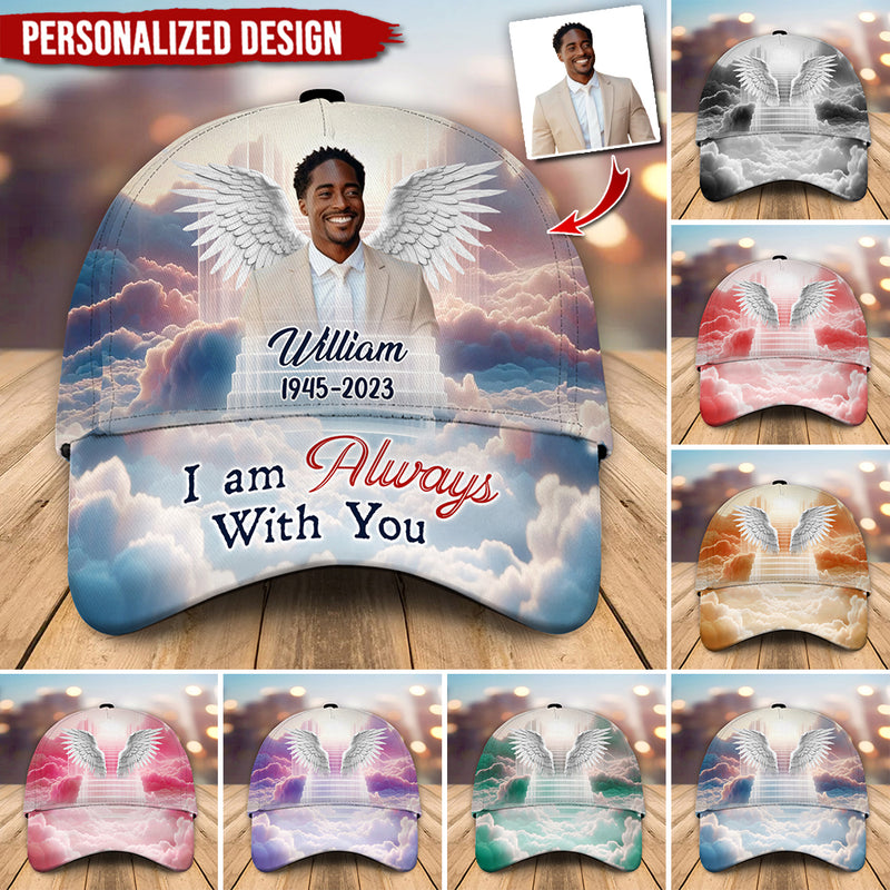 Discover Memorial Upload Photo Wings Heaven, I Am Always With You Personalized Classic Cap