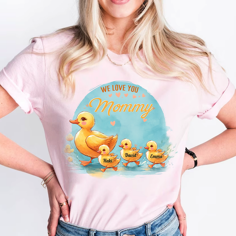 Cute Duck Nana Auntie Mom Kids, We Love You Mama Mimi Personalized Shirt