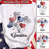 4th of July Sweet Heart Grandma Auntie Mom Kids American Flag Pattern Personalized T-shirt LPL30MAY23TP4