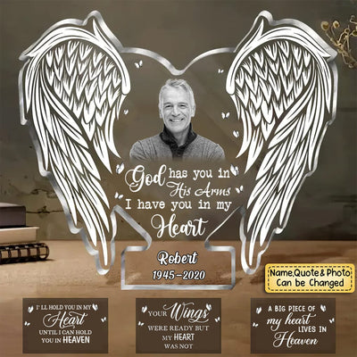 Memorial Upload Photo Heart Wings, A Big Piece Of My Heart Lives In Heaven Personalized Acrylic Plaque LPL30OCT23TT1 Acrylic Plaque HumanCustom - Unique Personalized Gifts Made Just for You