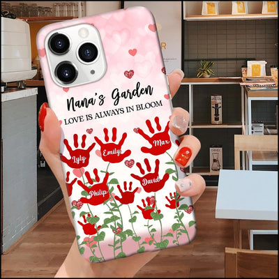 Grandma Mom's Garden Little Handprint Kids, Love Is Always In Bloom Personalized Phone Case LPL31MAR23KL1 Silicone Phone Case Humancustom - Unique Personalized Gifts