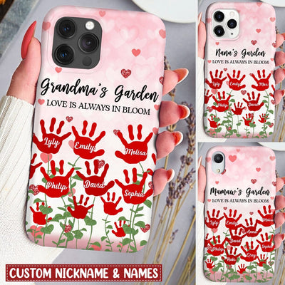 Grandma Mom's Garden Little Handprint Kids, Love Is Always In Bloom Personalized Phone Case LPL31MAR23KL1 Silicone Phone Case Humancustom - Unique Personalized Gifts Iphone iPhone 14