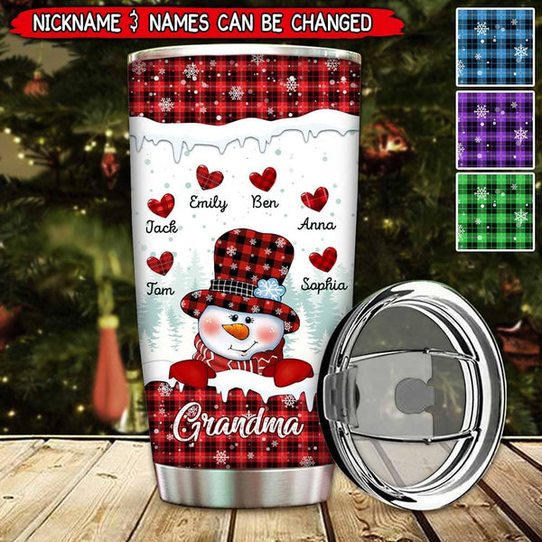 Christmas Grandma Snowman With Kids - Personalized Stainless Steel Tum -  HumanCustom - Unique Personalized Gifts Made Just for You