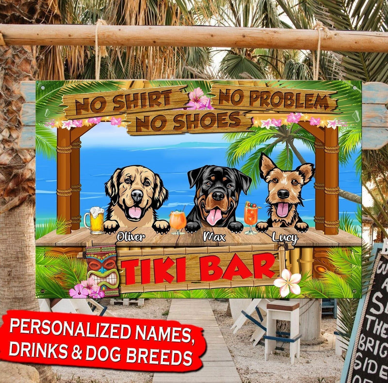 Personalized Backyard, Patio, Tiki ... Bar (Custom) Dogs Printed Metal Sign