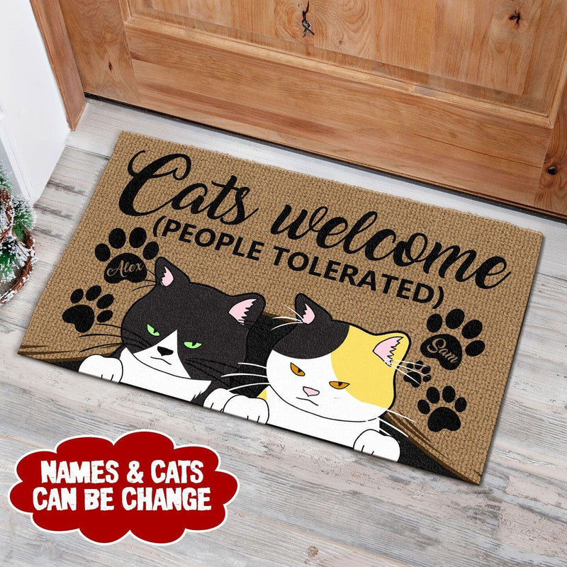 Cat Welcome People tolerated Personalized Cat Doormat