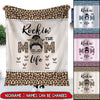 Christmas Gift for Granddaughter/ Grandson Rockin The Mom Life Messy Bun Leopard Pattern Personalized Fleece Blanket NLA09FEB22CT1 TP Fleece Blanket Humancustom - Unique Personalized Gifts