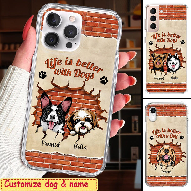 Discover Life is better with Dogs Personalized Space Phone Case