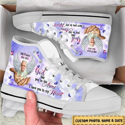 Personalized memorial upload photo God has you in his arms High top shoes NTA07APR23VA1 High Top Shoes Humancustom - Unique Personalized Gifts