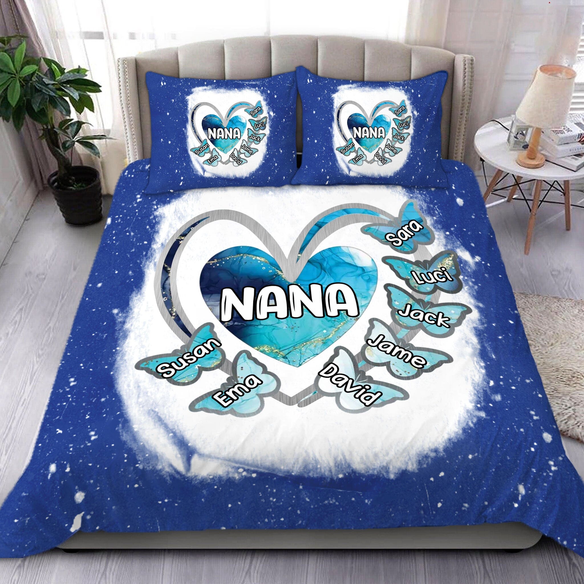 Grandma, Mom, Nana Heart Butterfly Kids - Personalized Bedding Set NTA07DEC23NA1 Bedding Set HumanCustom - Unique Personalized Gifts Made Just for You 