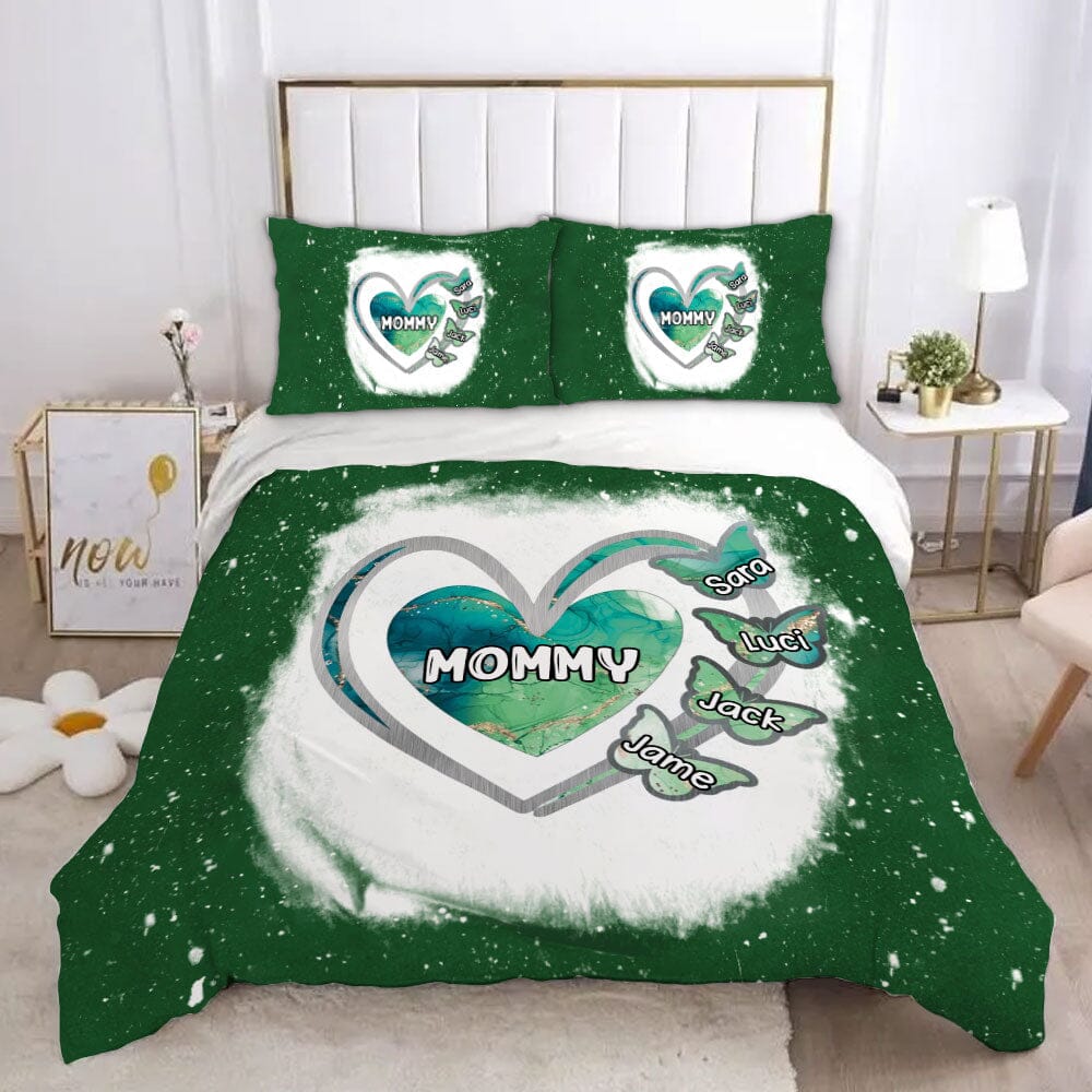 Grandma, Mom, Nana Heart Butterfly Kids - Personalized Bedding Set NTA07DEC23NA1 Bedding Set HumanCustom - Unique Personalized Gifts Made Just for You 