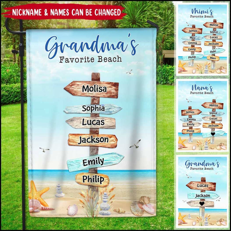 Discover Grandma's Favorite Beach Personalized Garden House Flag