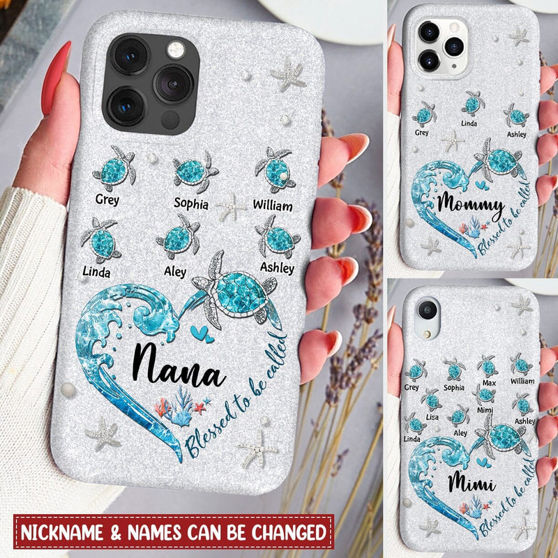 Discover Blessed to be called Nana Personalized Grandma and Grandkids Turtle Phone Case
