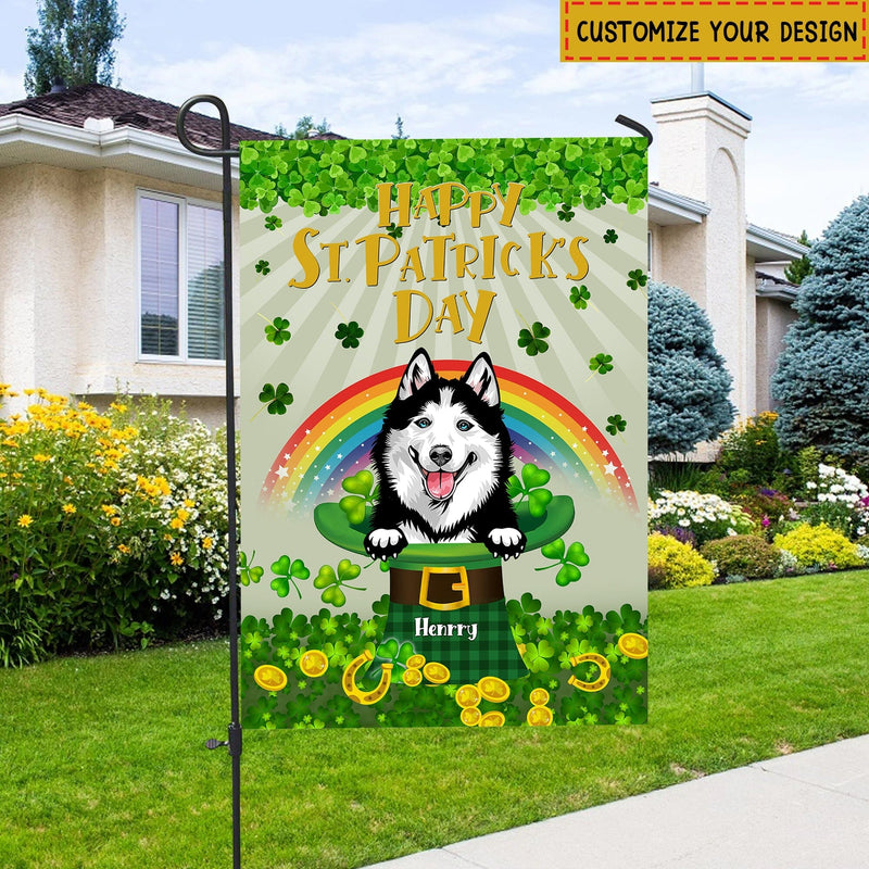 Discover Happy St.Patricks Day personalized flag for Dog lovers