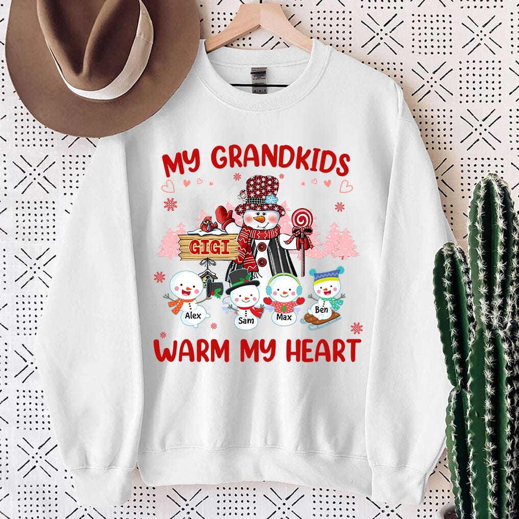 My grandkids warm my heart Personalized Grandma Mom Auntie Sweatshirt - Gift for Christmas Birthday NTA23OCT23TT1 White Sweatshirt HumanCustom - Unique Personalized Gifts Made Just for You 