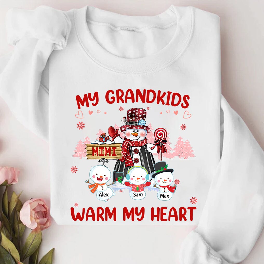 My grandkids warm my heart Personalized Grandma Mom Auntie Sweatshirt - Gift for Christmas Birthday NTA23OCT23TT1 White Sweatshirt HumanCustom - Unique Personalized Gifts Made Just for You S White 