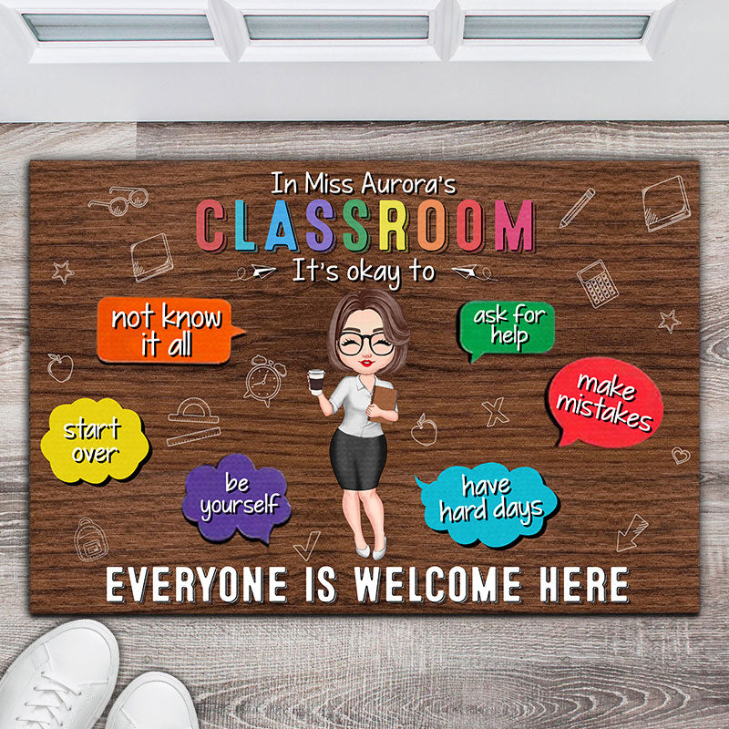 In My Classroom Everything Is Okay - Personalized Doormat Back To School Classroom Decor Gift