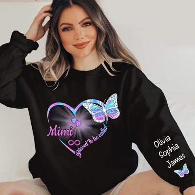 Blessed to be called Grandma Mommy Auntie - Personalized 2d sweatshirt sleeve custom NTA25OCT23TT1 Black T-shirt and Hoodie HumanCustom - Unique Personalized Gifts Made Just for You Sweatshirt S Black