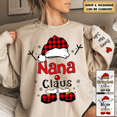 Personalized christmas grandma claus snowflake sweatshirt sleeve custom names kids NTA25SEP23KL1 White T-shirt and Hoodie HumanCustom - Unique Personalized Gifts Made Just for You Sweatshirt White S