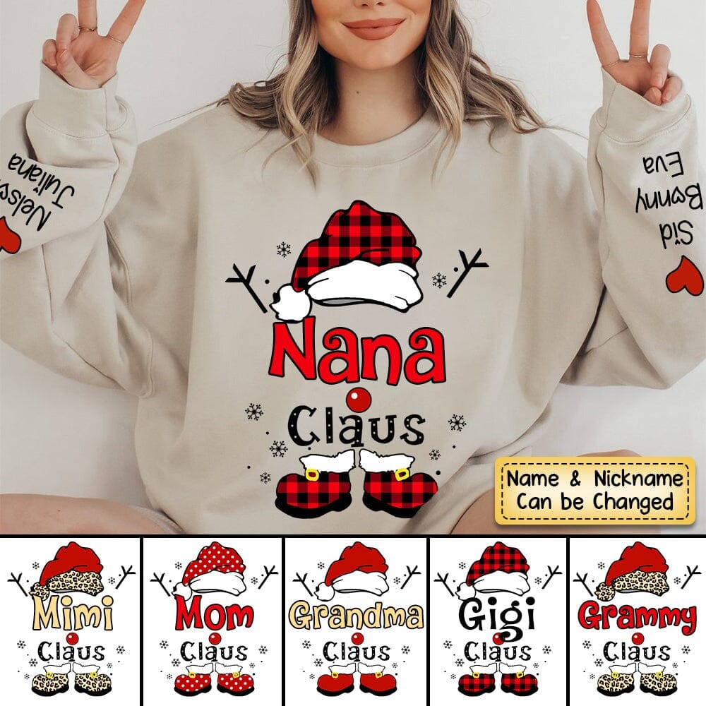 Personalized christmas grandma claus snowflake sweatshirt sleeve custom names kids NTA25SEP23KL1 White T-shirt and Hoodie HumanCustom - Unique Personalized Gifts Made Just for You 