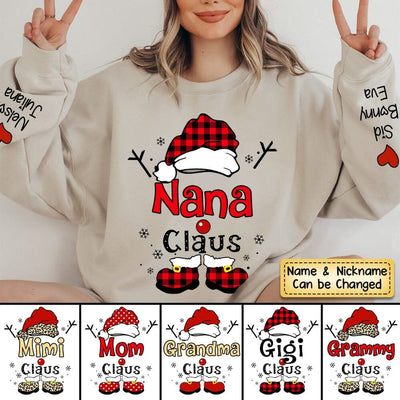 Personalized christmas grandma claus snowflake sweatshirt sleeve custom names kids NTA25SEP23KL1 White T-shirt and Hoodie HumanCustom - Unique Personalized Gifts Made Just for You