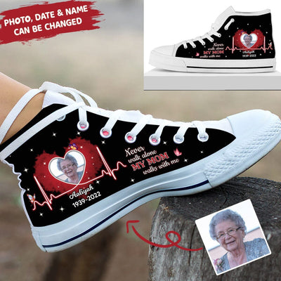 Never walk alone MY MOM DAD walks with me Personalized upload photo memorial high top shoes NTA31MAR23VA1 High Top Shoes Humancustom - Unique Personalized Gifts Women US 5