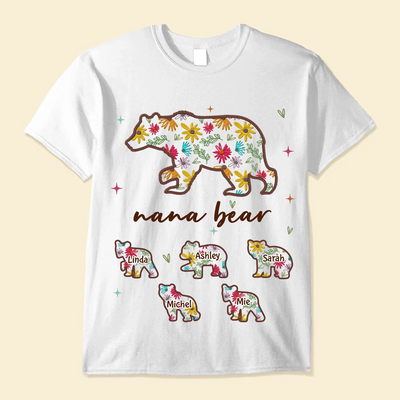 Personalized Floral Mama Bear T-Shirt Custom Kids - NTD01APR24KL1