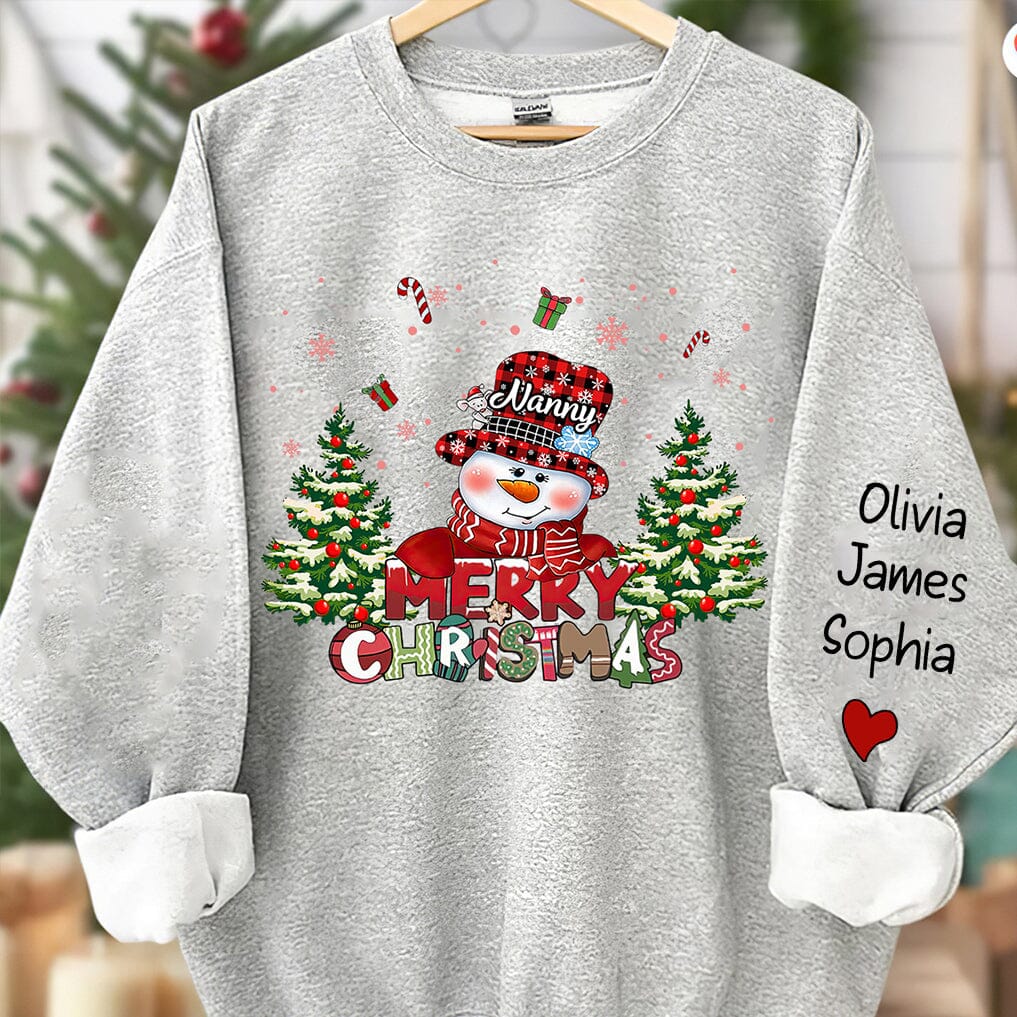 Personalized Snowman Merry Christmas Sweatshirt Custom Name Kids - NTD01NOV23TT1 2d sweatshirt HumanCustom - Unique Personalized Gifts Made Just for You 